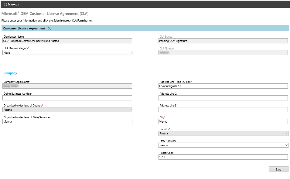 CLA review and completion form