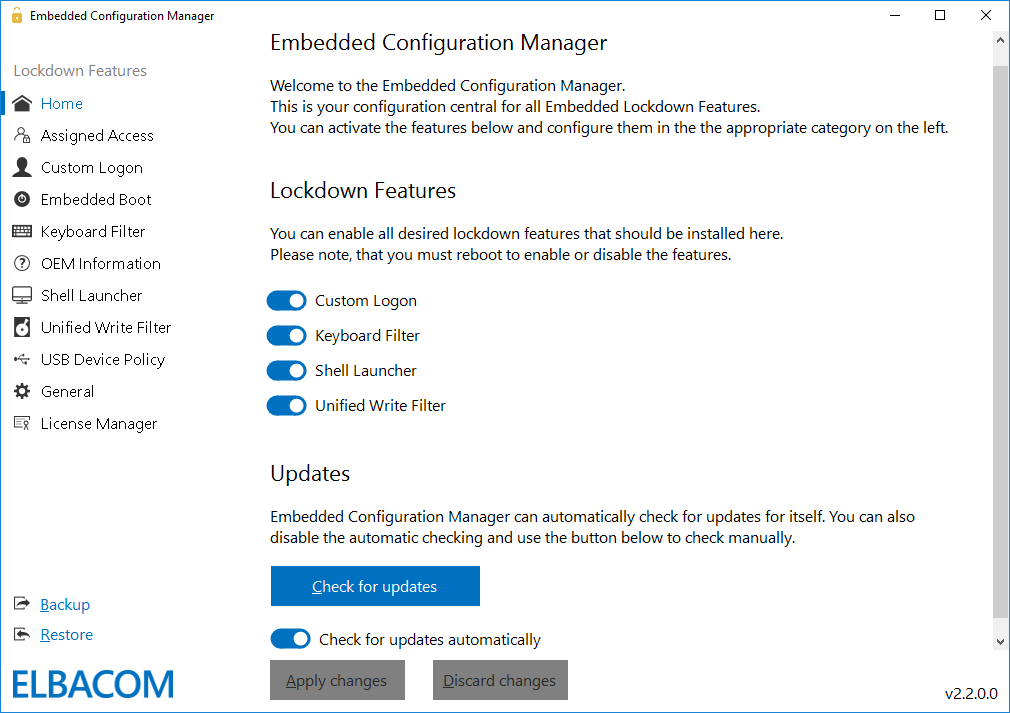 ECM Home - Feature Management and Auto-Update