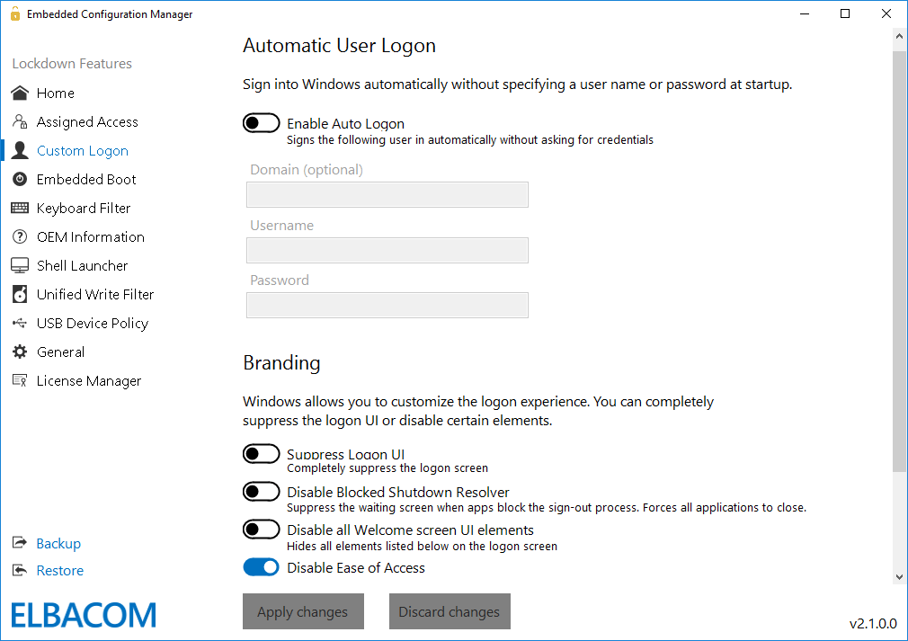 Custom Logon Configuration