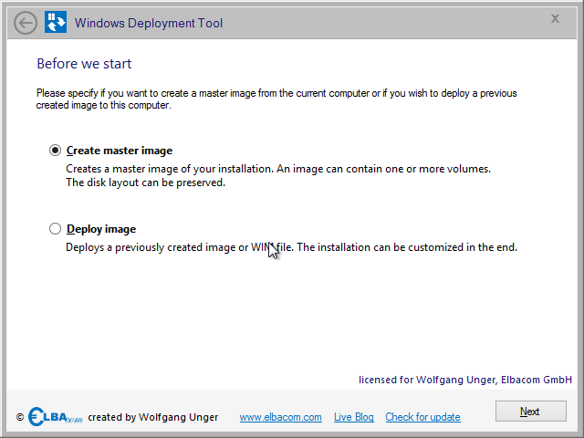 Windows Deployment Tool Screenshot